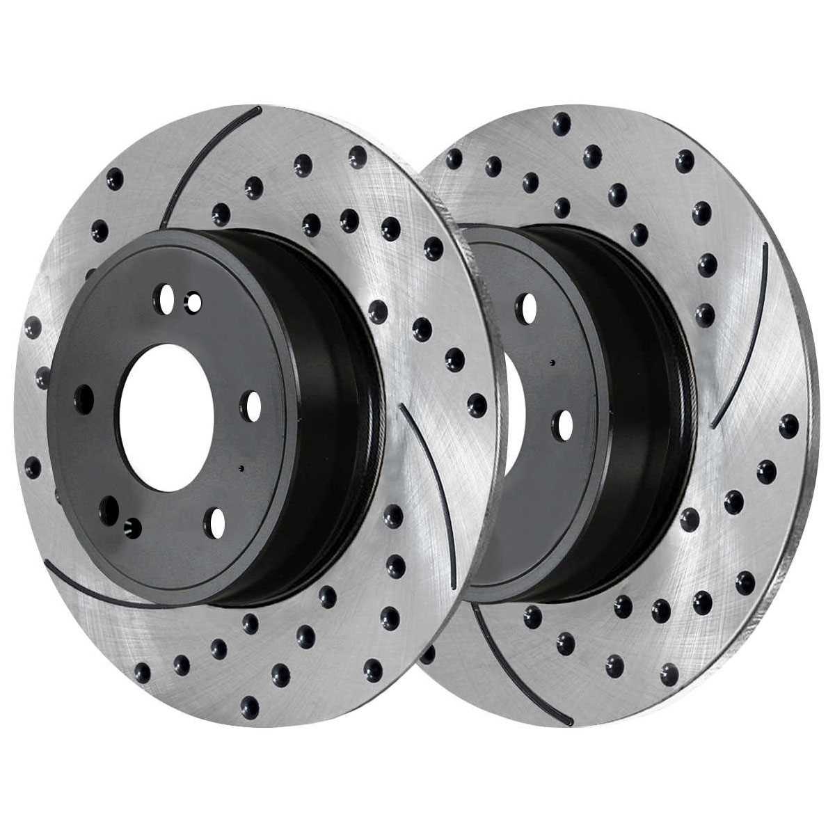 For 2014-2018 Soul Forte 2011-2019 Elantra Rear Drilled Slotted Brake Rotor Pair
