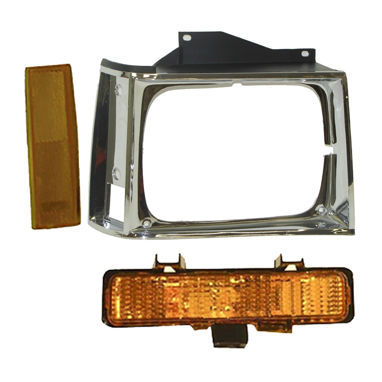 For 83-90 S10 Blazer Headlight Door Chrome Bezel Side Marker Light Right 3pcs