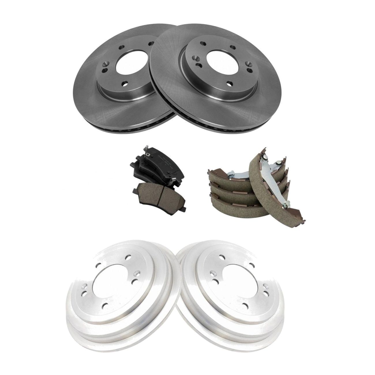 For 17-19 Elantra Front & Rear Ceramic Disc Brake Pads Rotors Shoes & Drum Kit