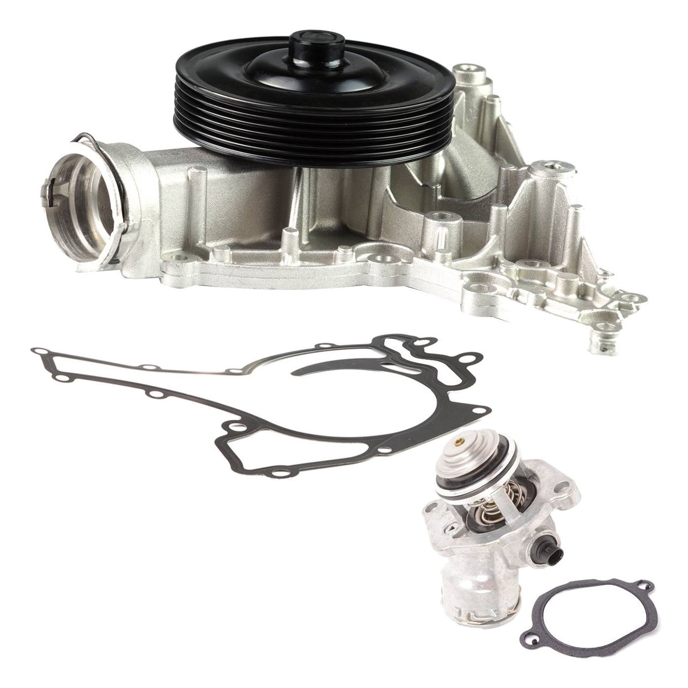 For Mercedes W204 W211 W251 W164 Engine Water Pump + Gasket + Thermostat Kit