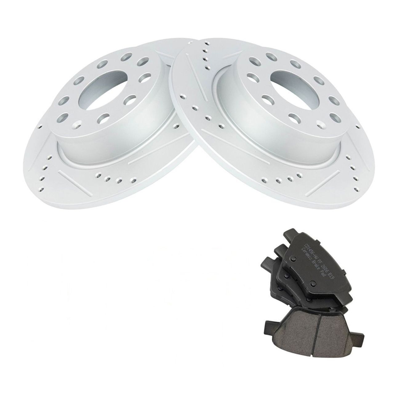 Rear Ceramic Brake Pad & Performance Coated Rotor Kit W/Chemicals
