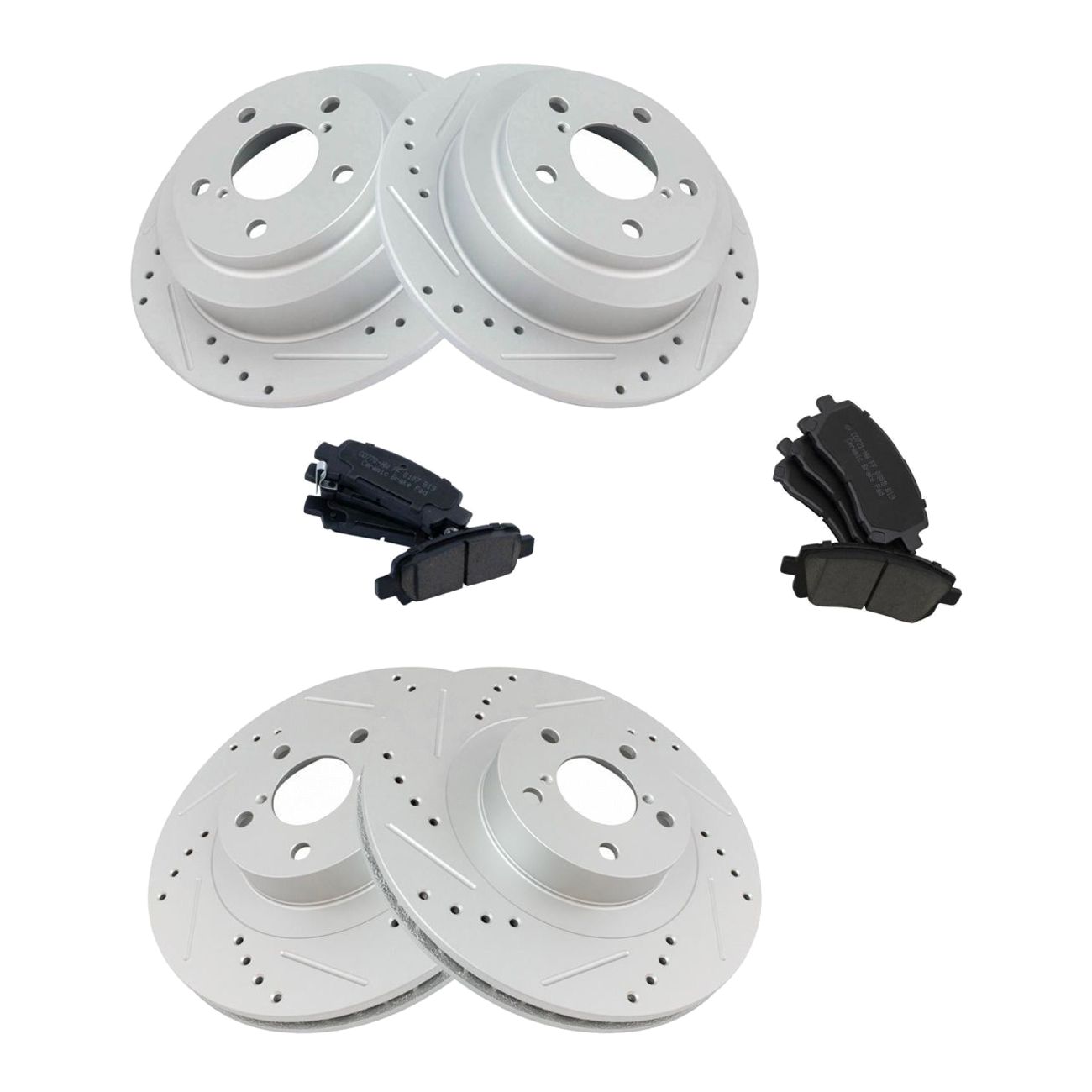 Front & Rear Performance Drilled Slotted Rotor & Ceramic Brake Pad Kit