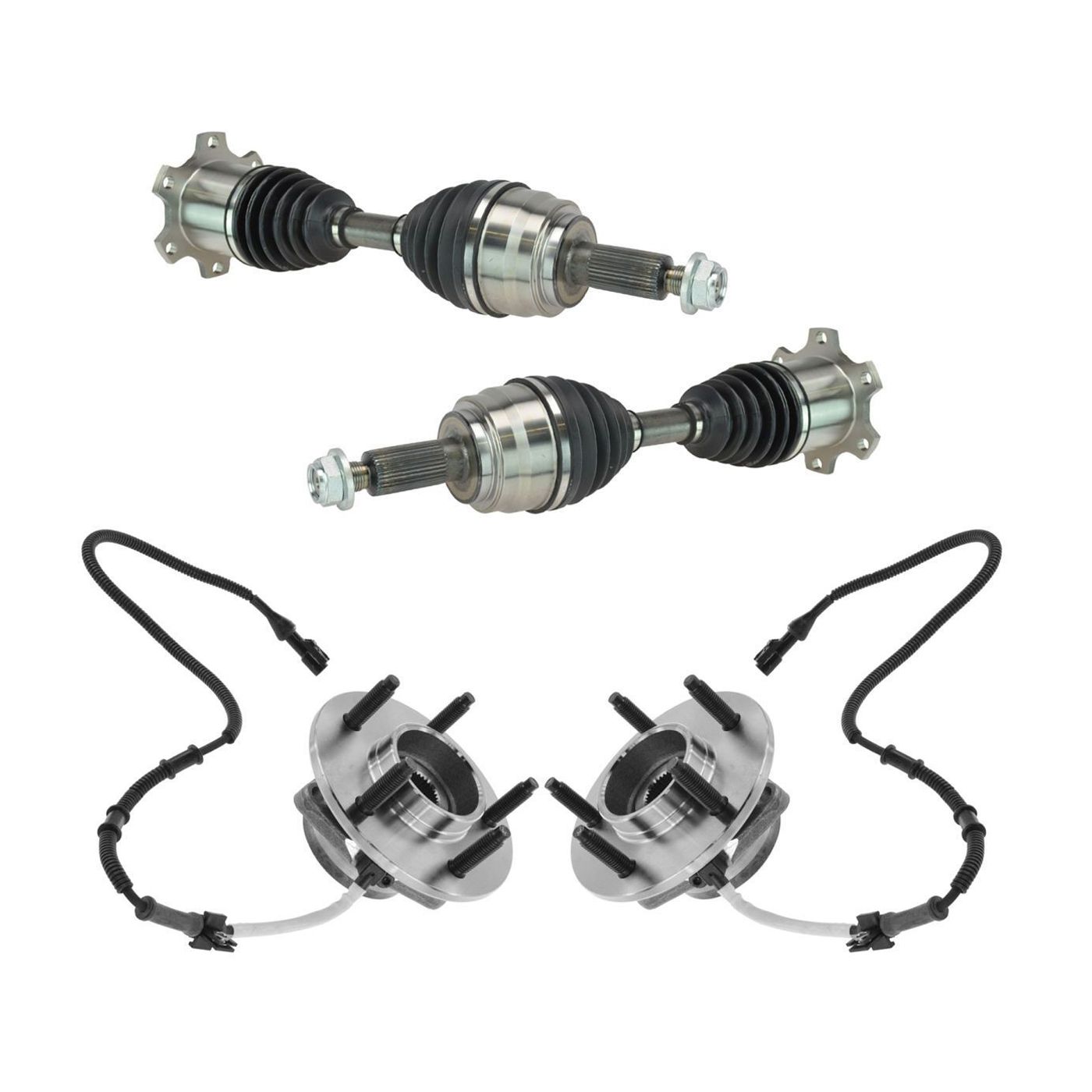 Front 5 Lug Wheel Bearing & Hub Axle Shaft Kit For 00-04 Ford F150 4WD 4WABS