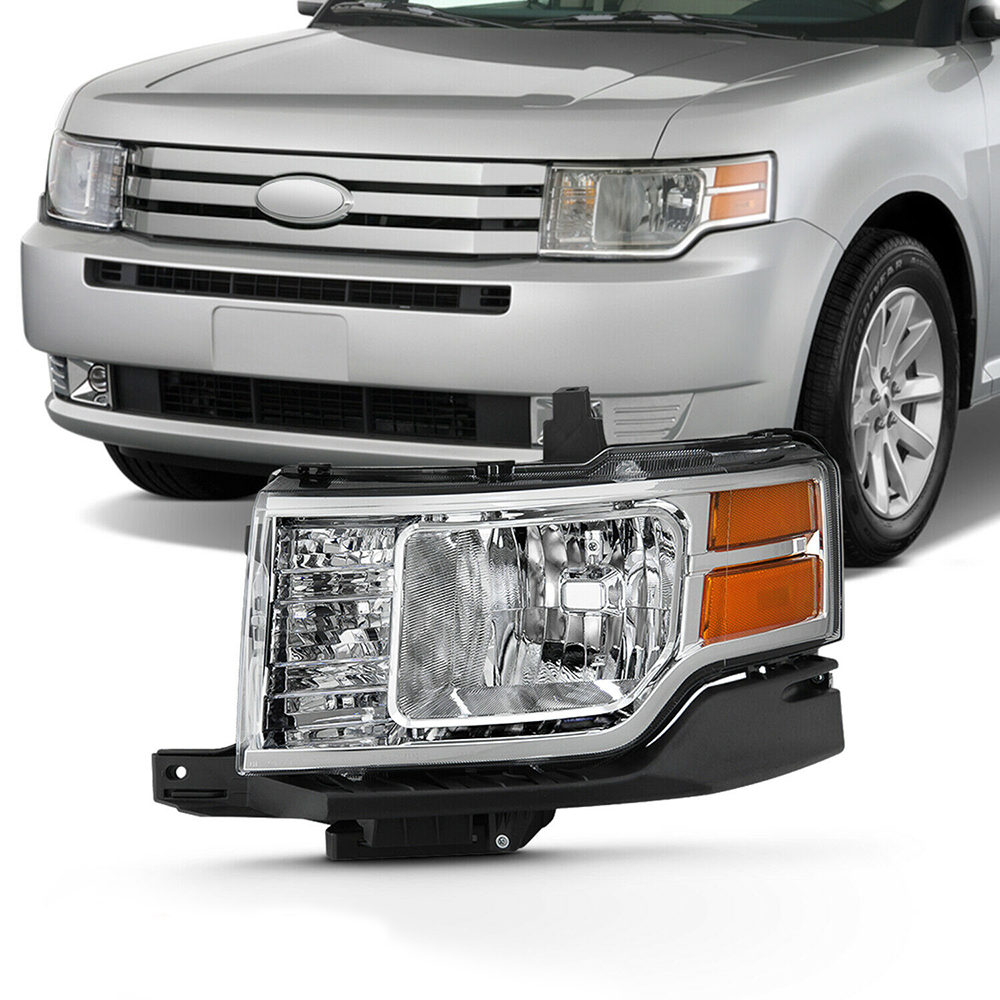 For Ford 09-12 Flex SE SEL [Halogen Type] Chrome Headlight W/ Amber Signal Left