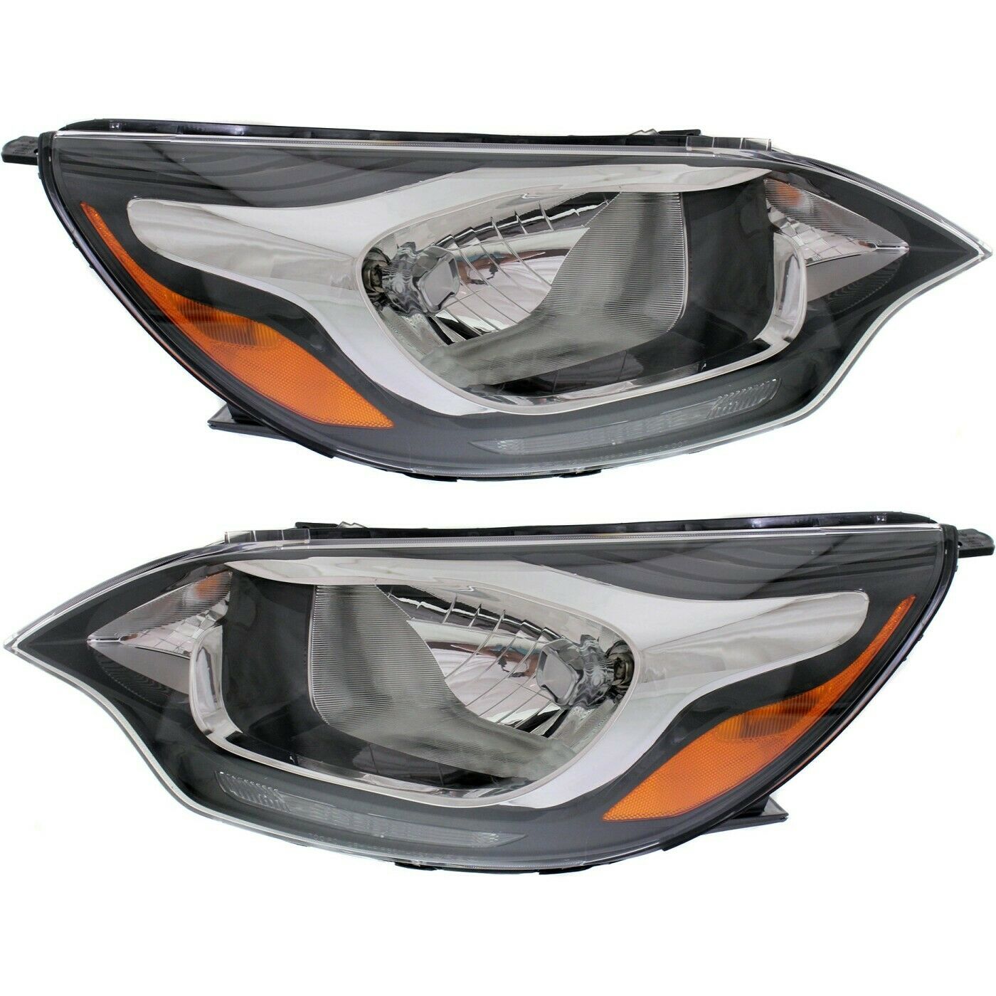 Headlight Set For Kia 2012-2017 Rio Sedan Left And Right Black Housing 2Pc