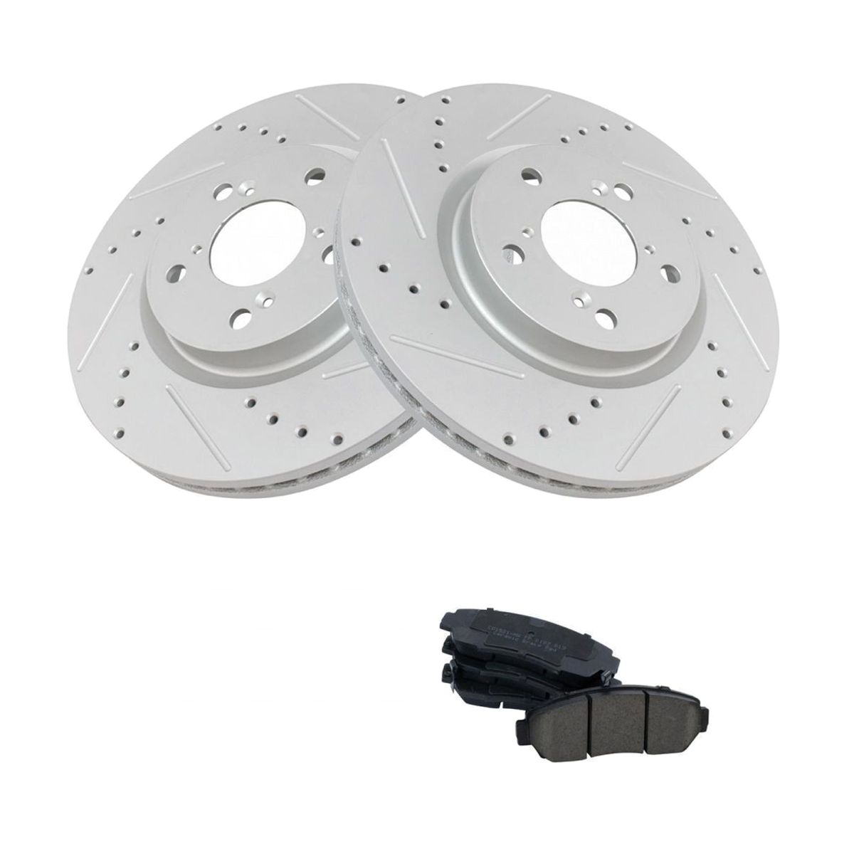 For Honda Odyssey Drilled Slotted Coated Brake Rotor & Ceramic Pad Front Kit