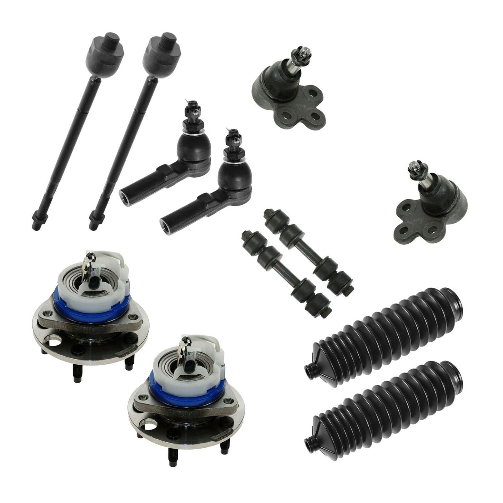 Steering & Suspension Kit Set Of 12 Hubs Sway Links Rack Boots Tie Rods For GM