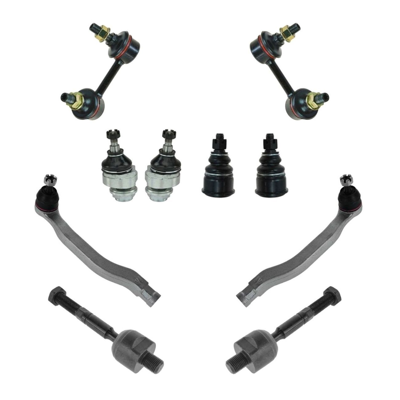10pc Front Steering Suspension Kit Ball Joints Tie Rods Sway Bar End Links