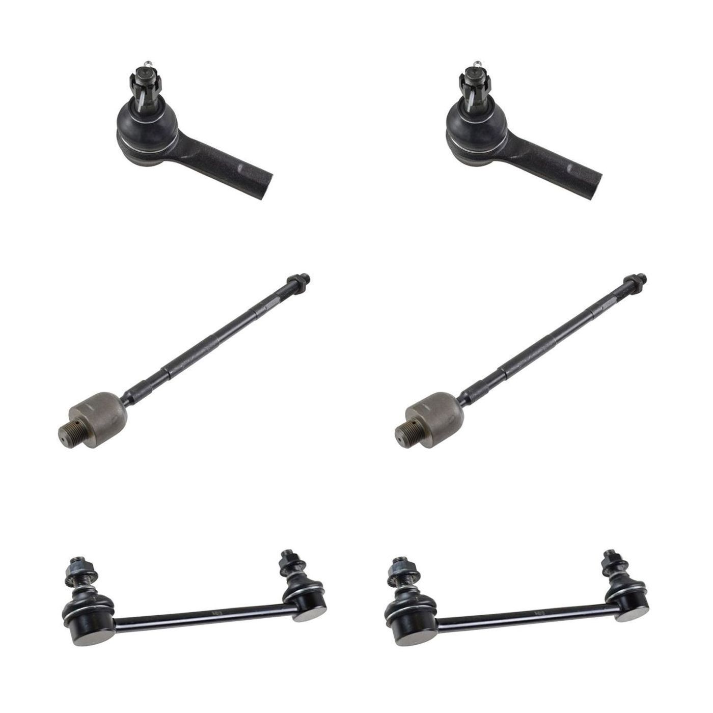 6pc Steering & Suspension Kit Inner & Outer Tie Rods Sway Bar End Links