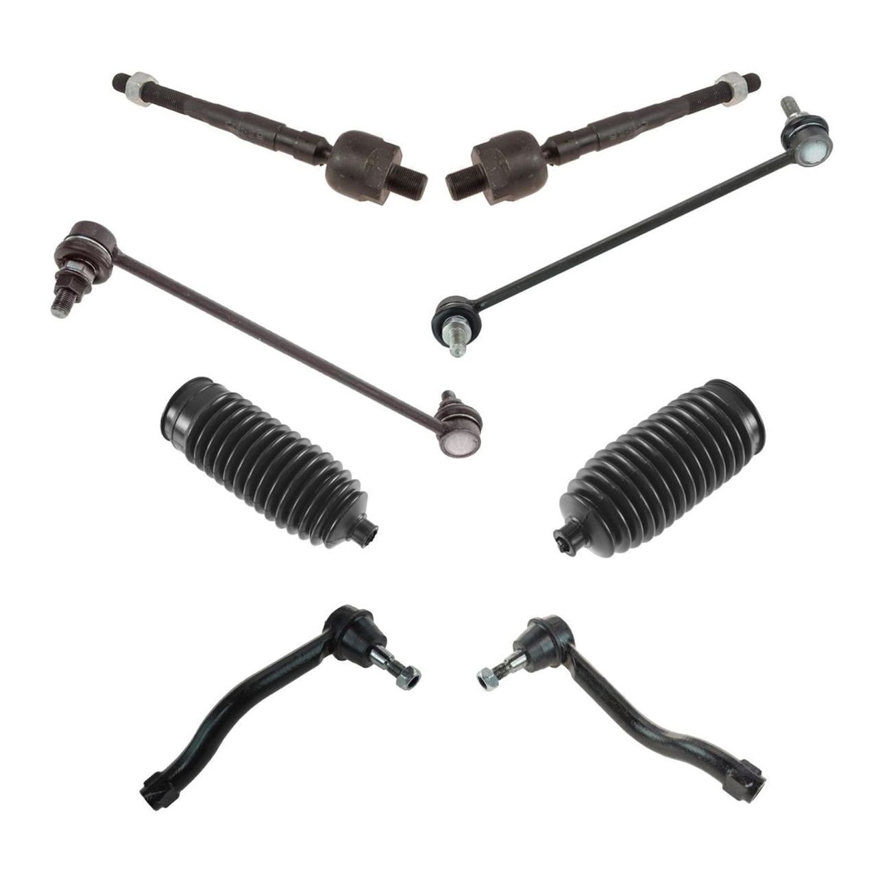 8pc Steering Suspension Kit Control Arms Sway Bar Links Tie Rods & Bellows