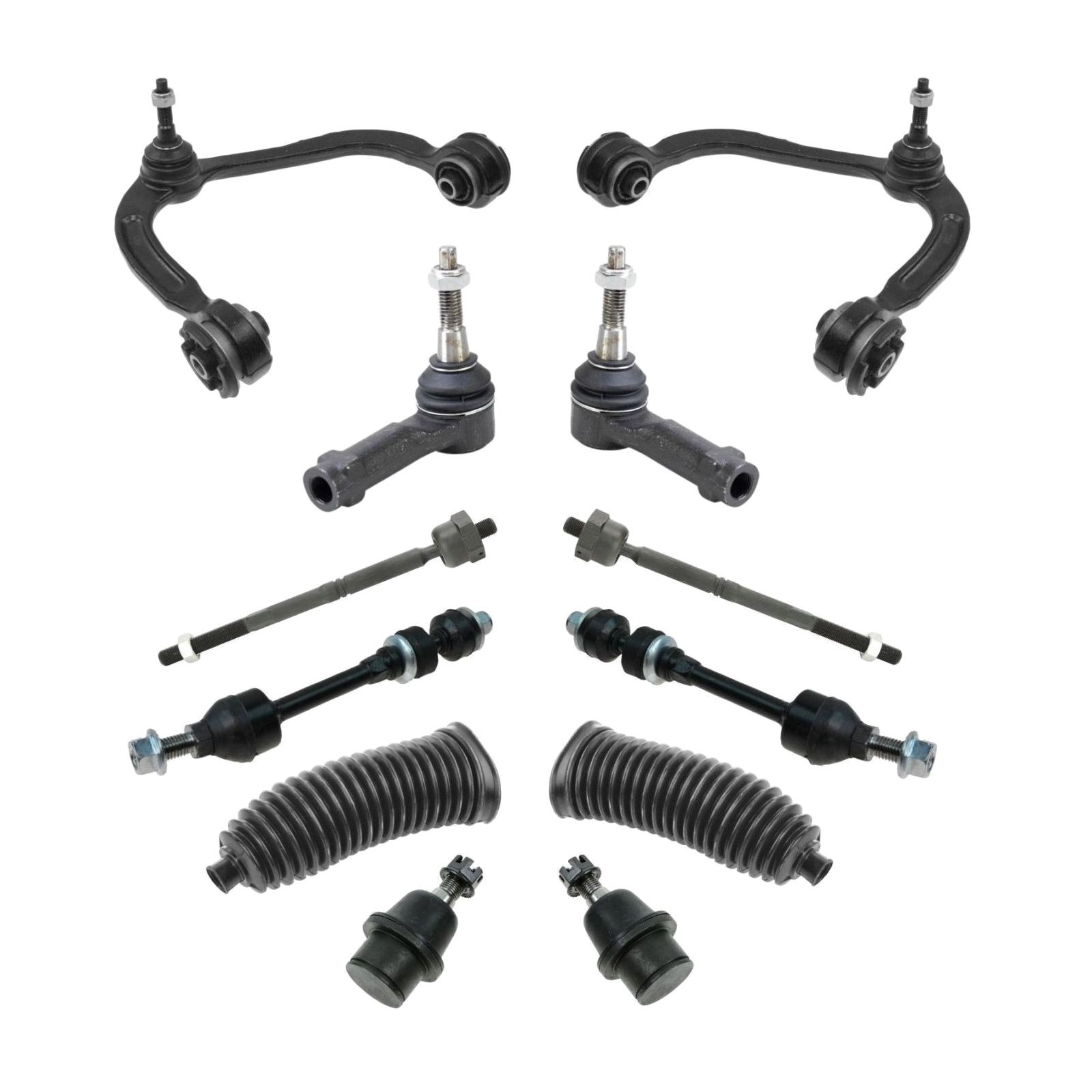 For 05-08 F-150 12-pc Kit Control Arms Rack Boot Tie Rod Ball Joint Sway Bar