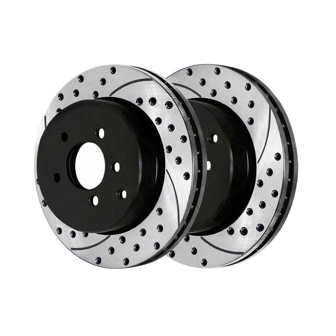 Rear Drilled Slotted Brake Rotors Black Pair 2 For 2003-2019 Infiniti Nissan
