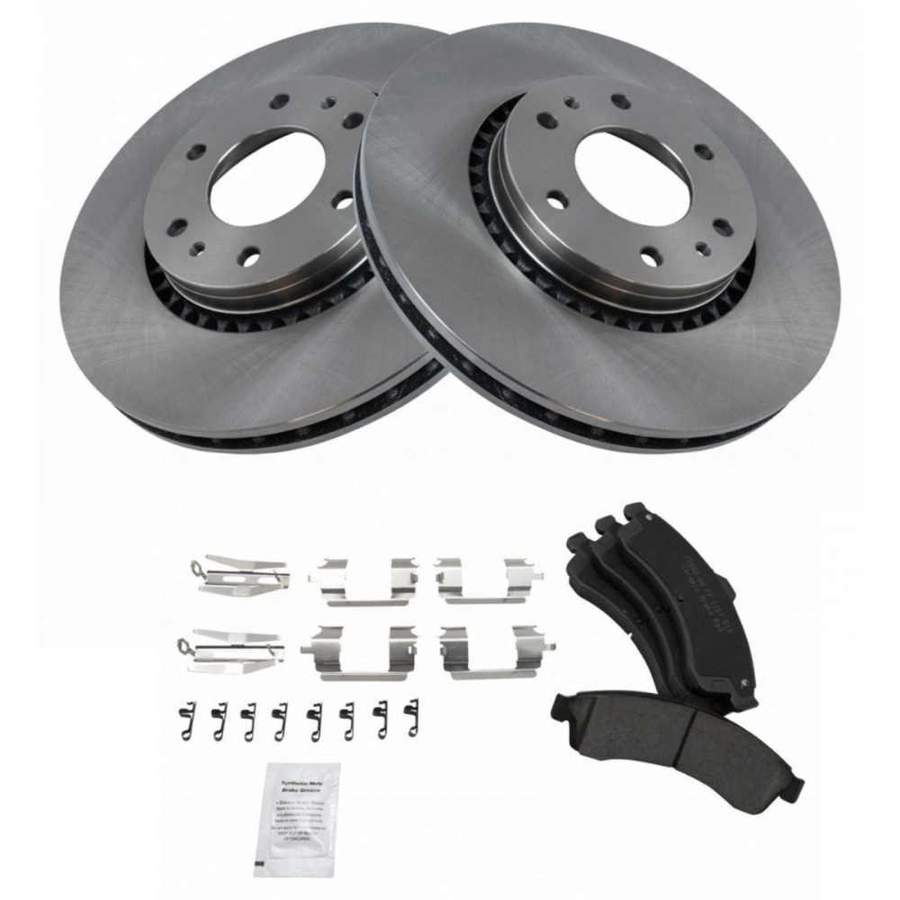 Front Posi Ceramic Pad Rotor & Hardware Kit For GM Truck SUV