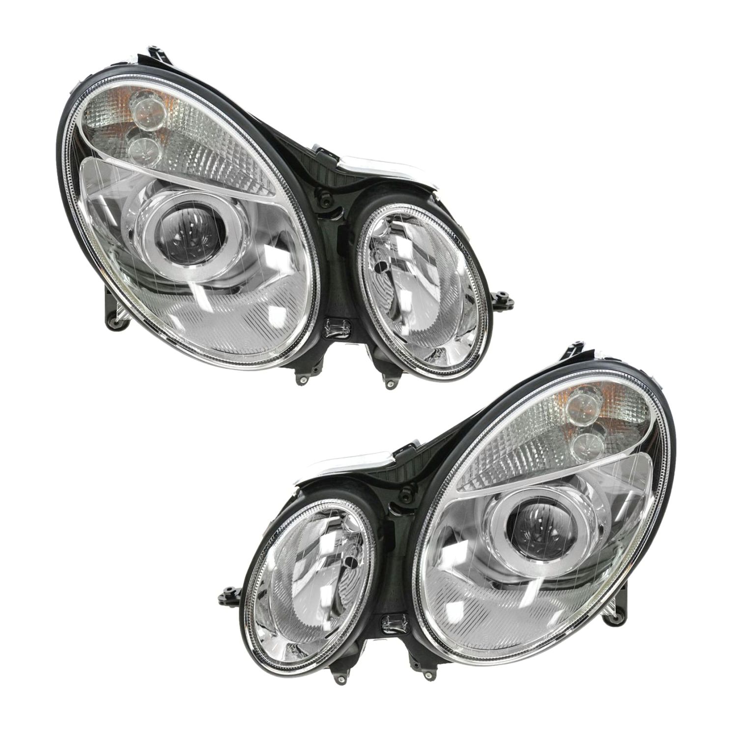 Headlights Headlamps Left & Right Set For Mercedes Benz E-Class