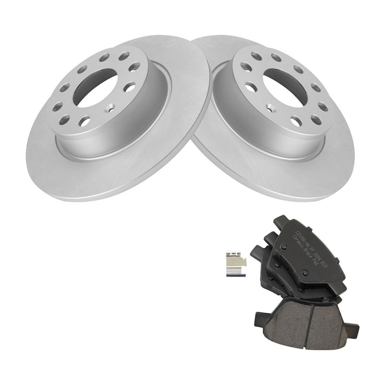 Rear Ceramic Brake Pad Coated Rotor Kit W/Fluids For VW VW Jetta Golf