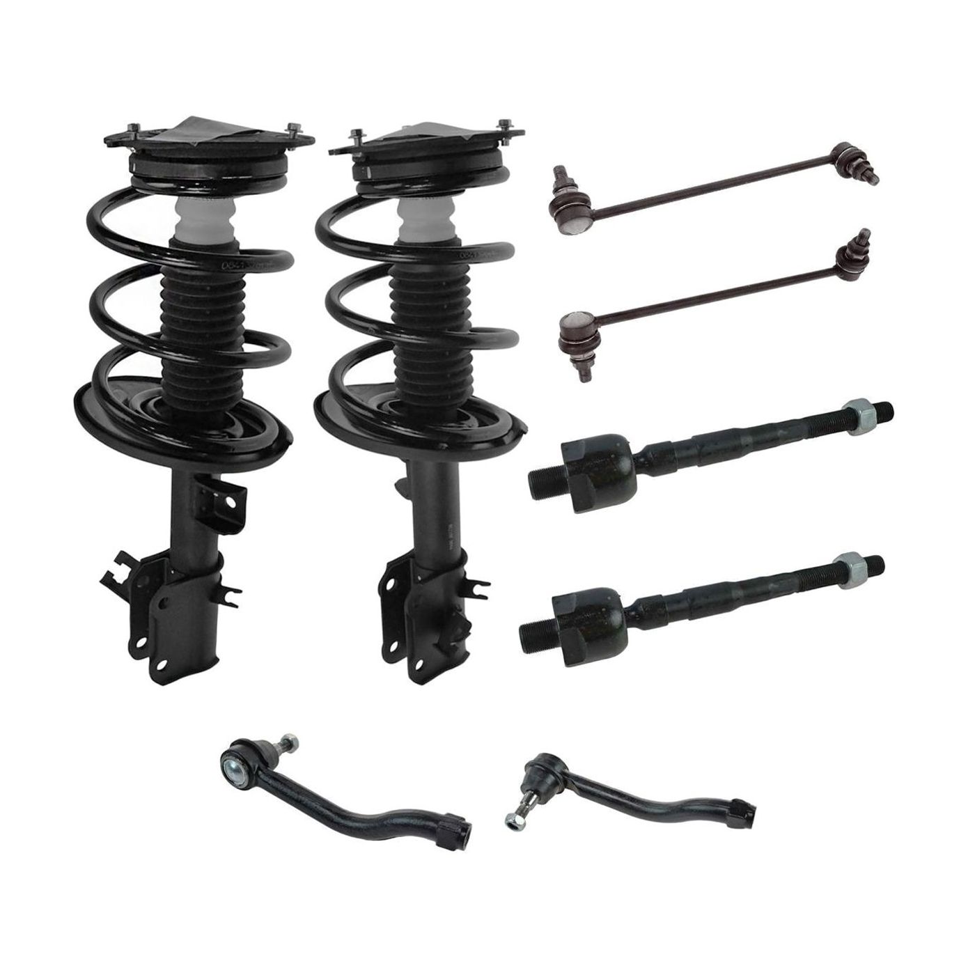 8pc Steering & Suspension Kit Strut Assemblies W/ Tie Rods Sway Bar Links