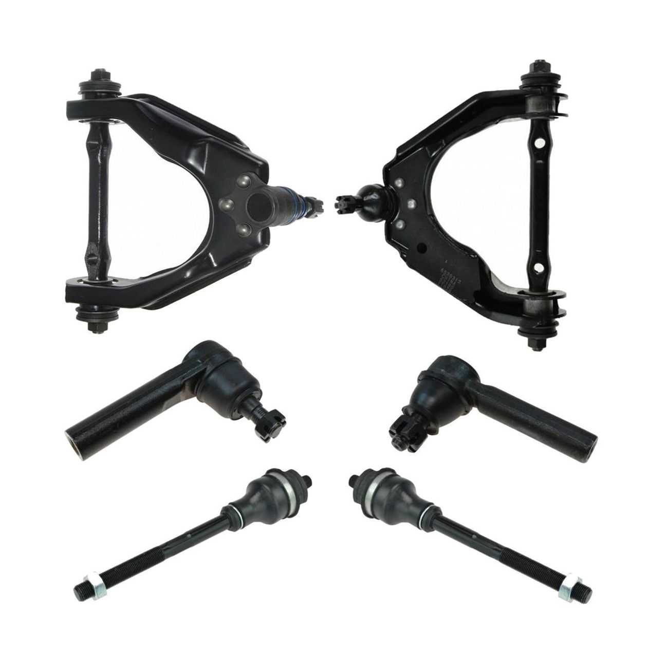 6pc Steering Suspension Kit Upper Control Arms Ball Joints Tie Rods