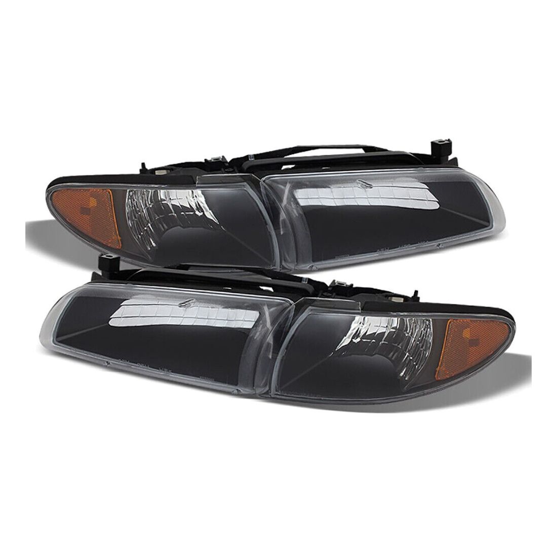 For 97-03 Pontiac Grand Prix GT Coupe Black Corner Headlights Lamp Assembly