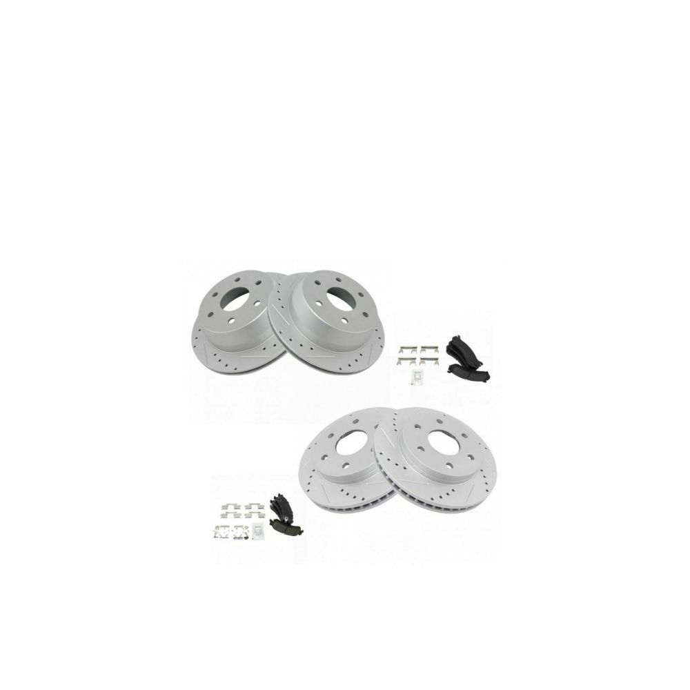 Performance Drilled Slotted Rotor & Posi Ceramic Brake Pad Front & Rear