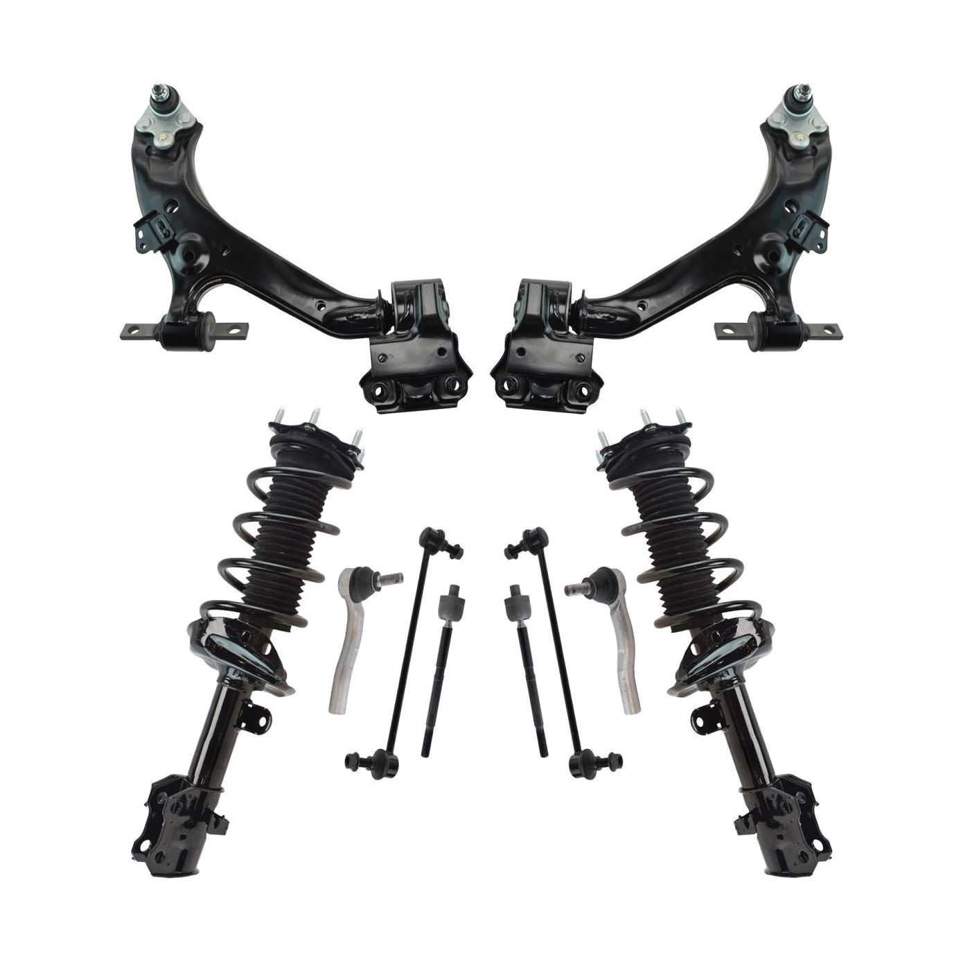 Steering Suspension Kit Strut Springs Control Arms Ball Joints Tie Rods
