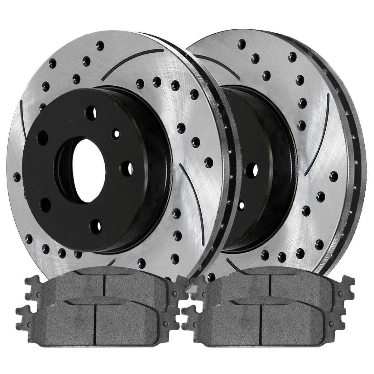 For 2011-2017 2018 Ford Explorer Front Drilled Slotted Rotors And Ceramic Pads