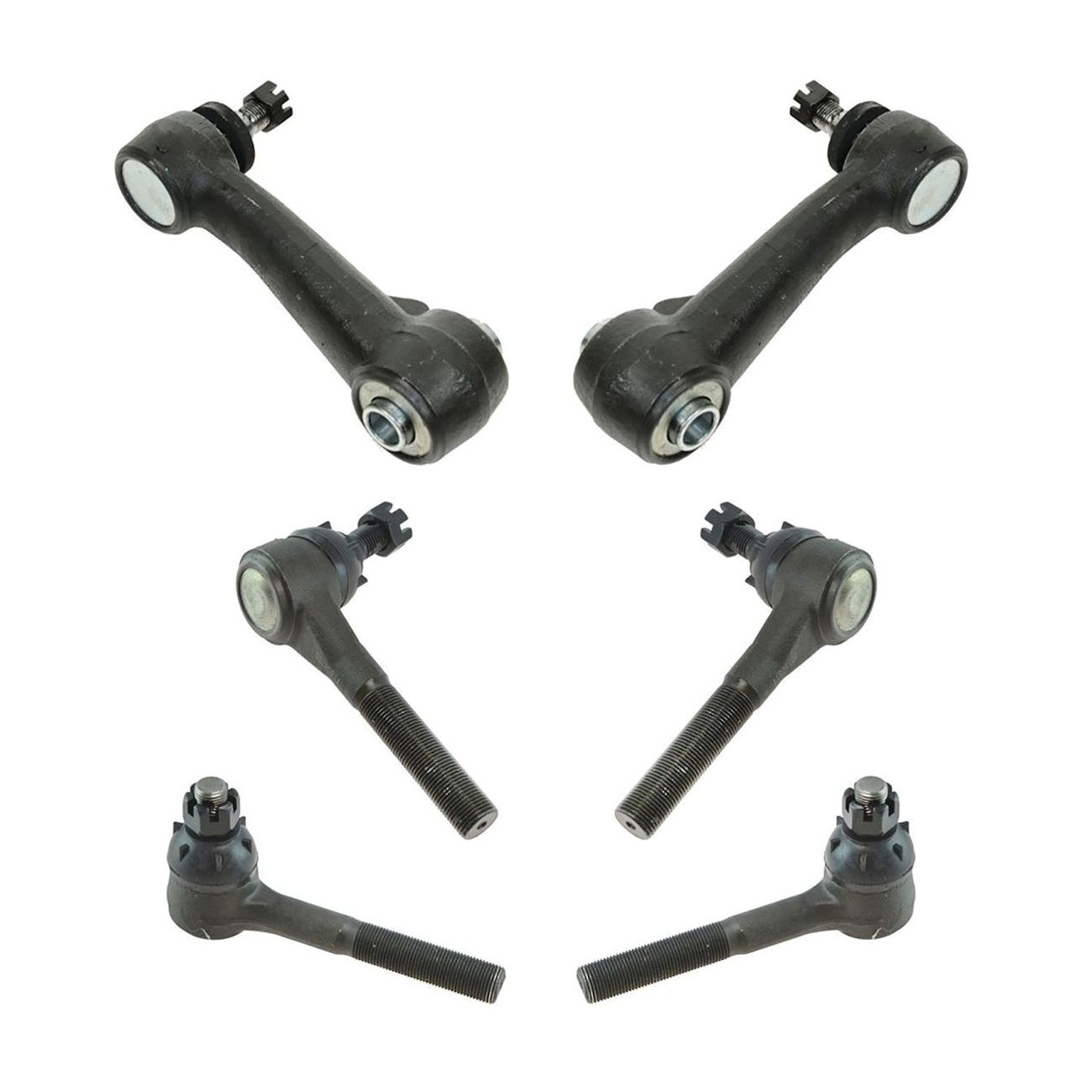 6pc Steering Kit Inner & Outer Tie Rod Ends W/ Idler Arms For Dodge Van