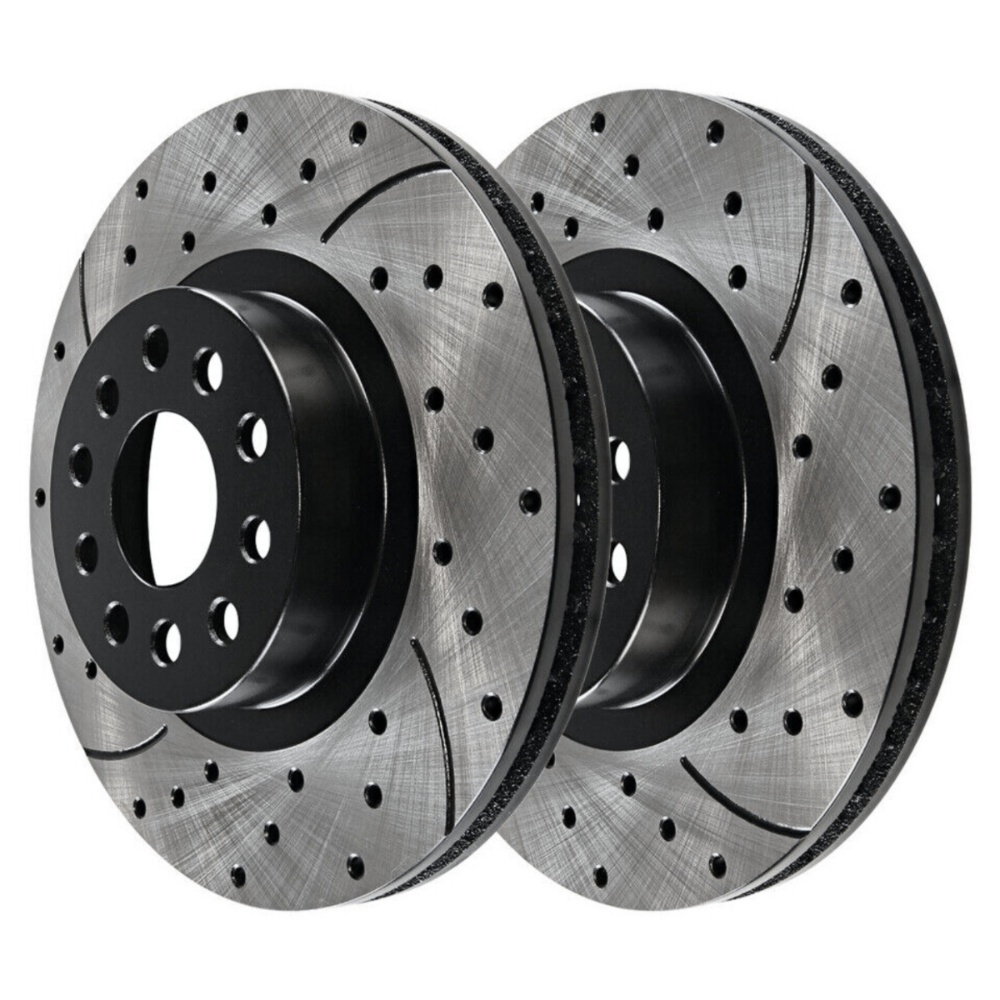 Front Drilled Slotted Brake Rotors Black Pair 2 For 15-17 200 2013-16 Dart 2.4L