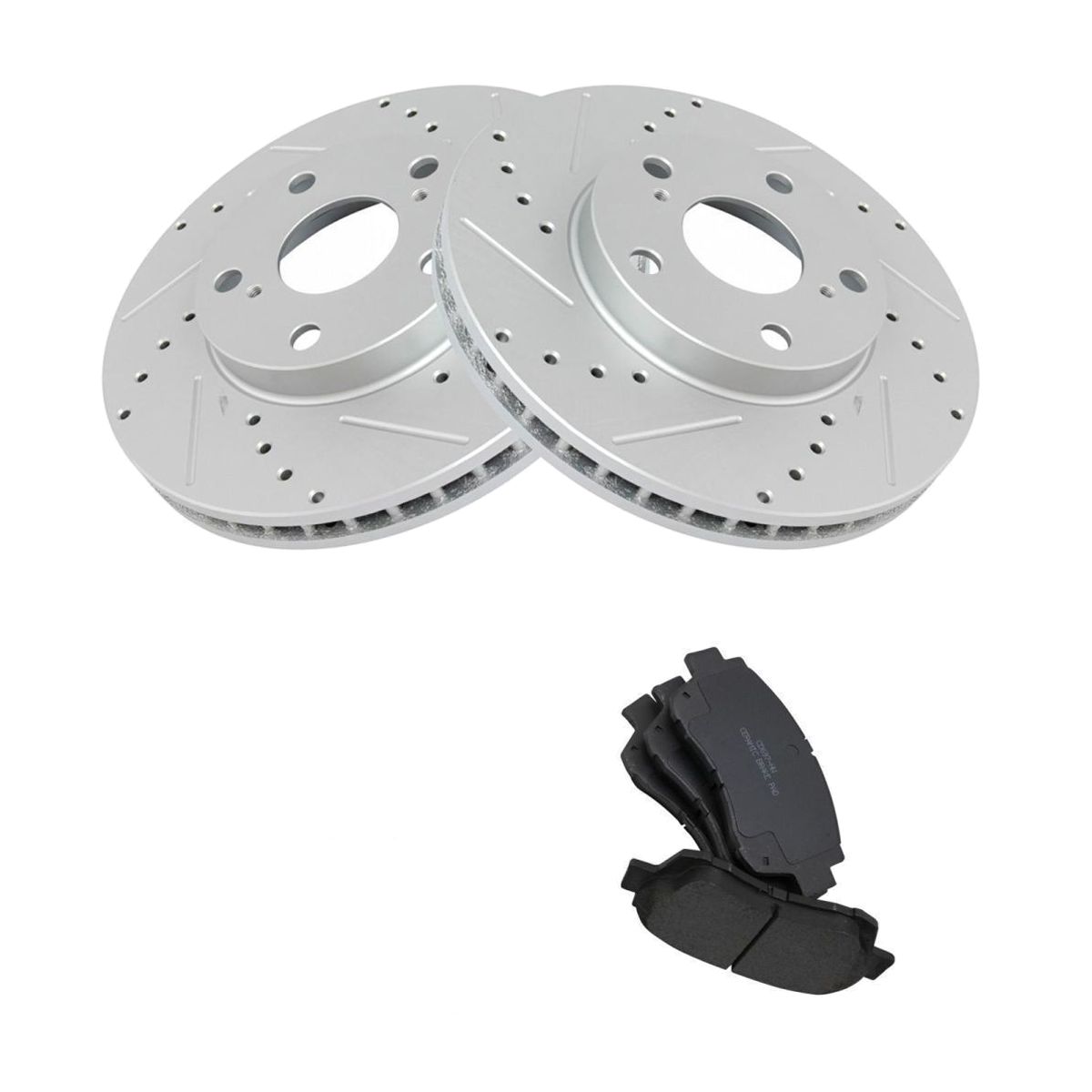 Brake Rotor Drilled Slotted & Posi Ceramic Pad Front Kit