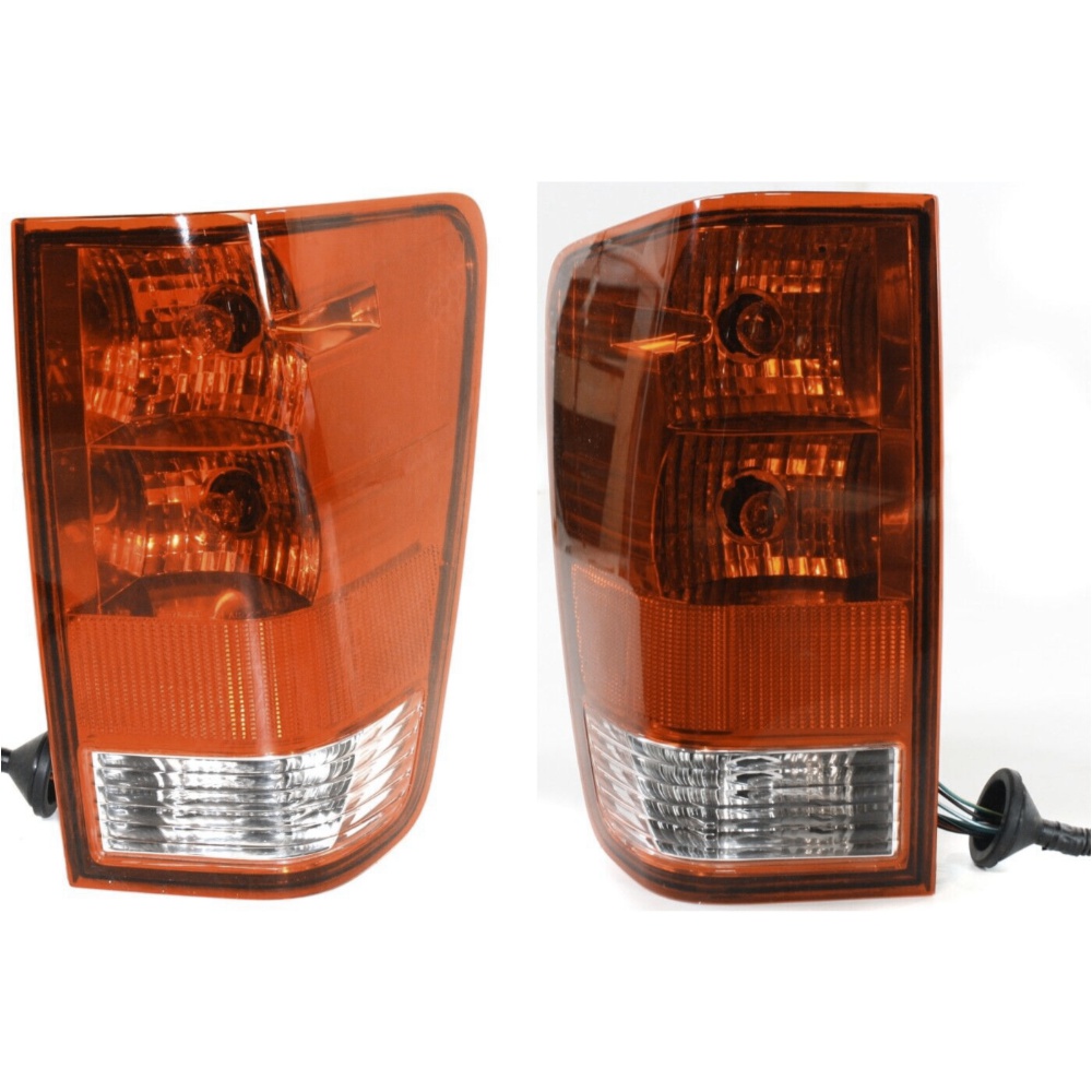 Halogen Tail Light Set For Nissan 2004-2015 Titan Clear/Red W/ Bulbs 2Pcs