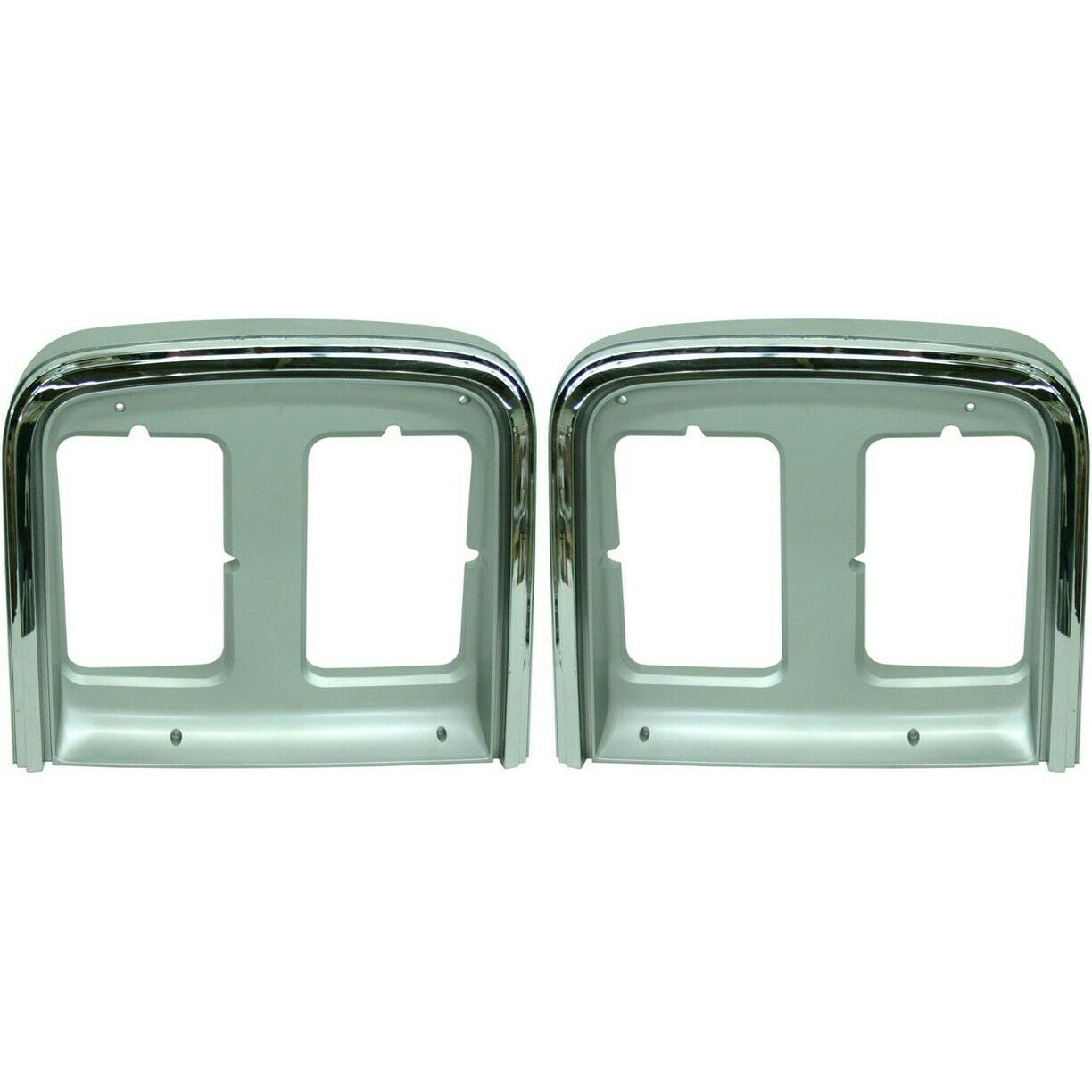 Chrome Headlight Trim Bezel Dual Headlights Pair Set For 85-91 GMC Chevy Van