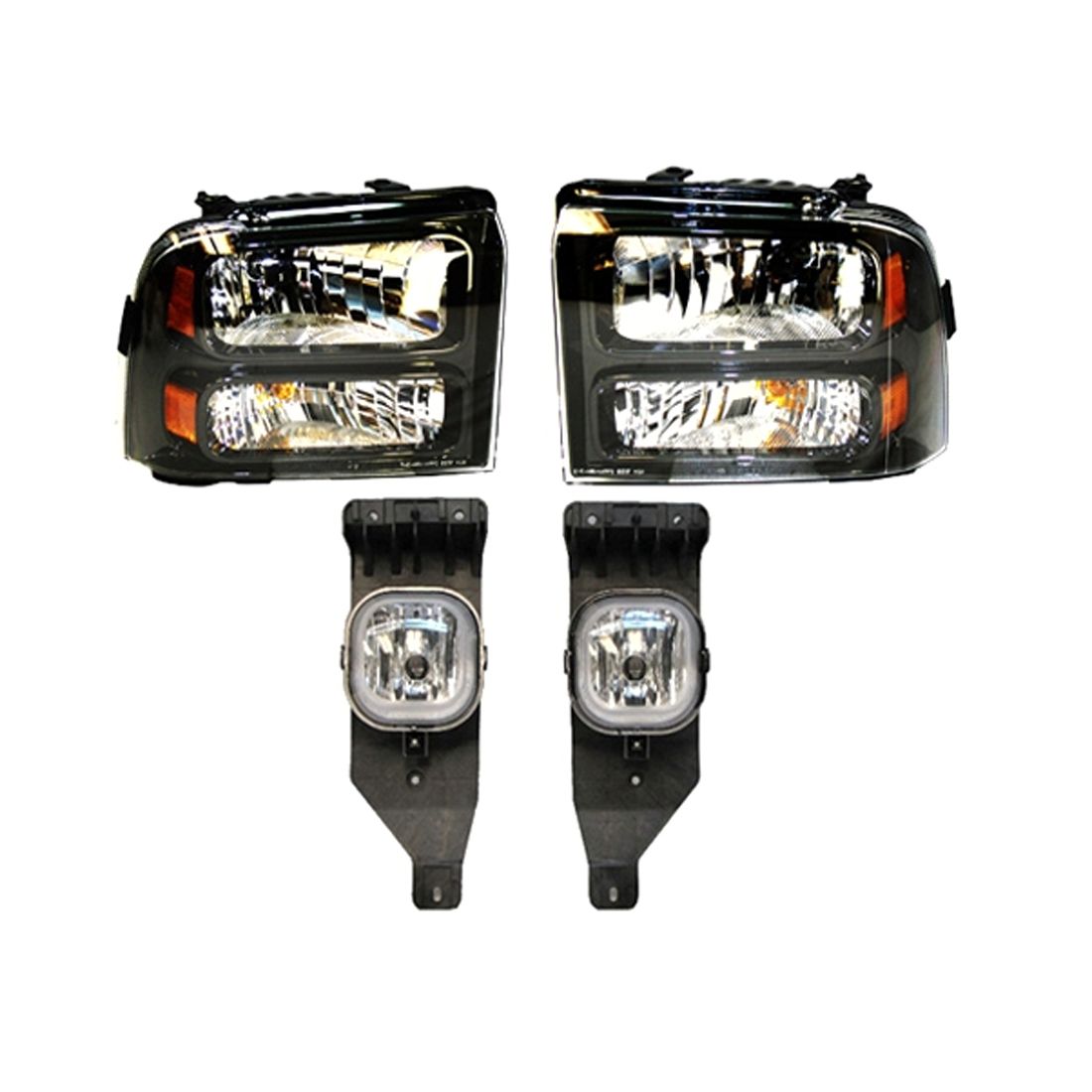 For 2005-2007 Ford F-250 Super Duty Fog Light Headlight With Black Bezel 4pcs