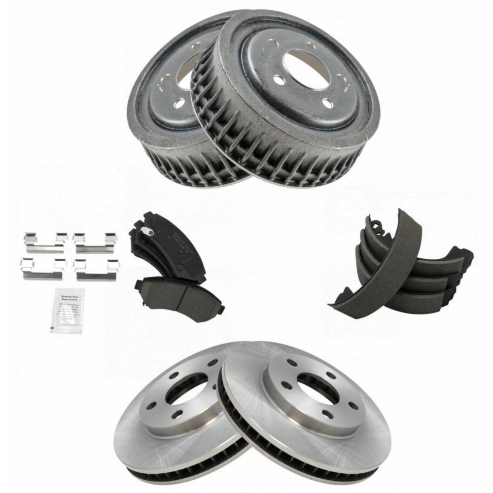 Ceramic Brake Pad Rotor Drum & Shoe Front Rear Kit W/Chemicals For GM