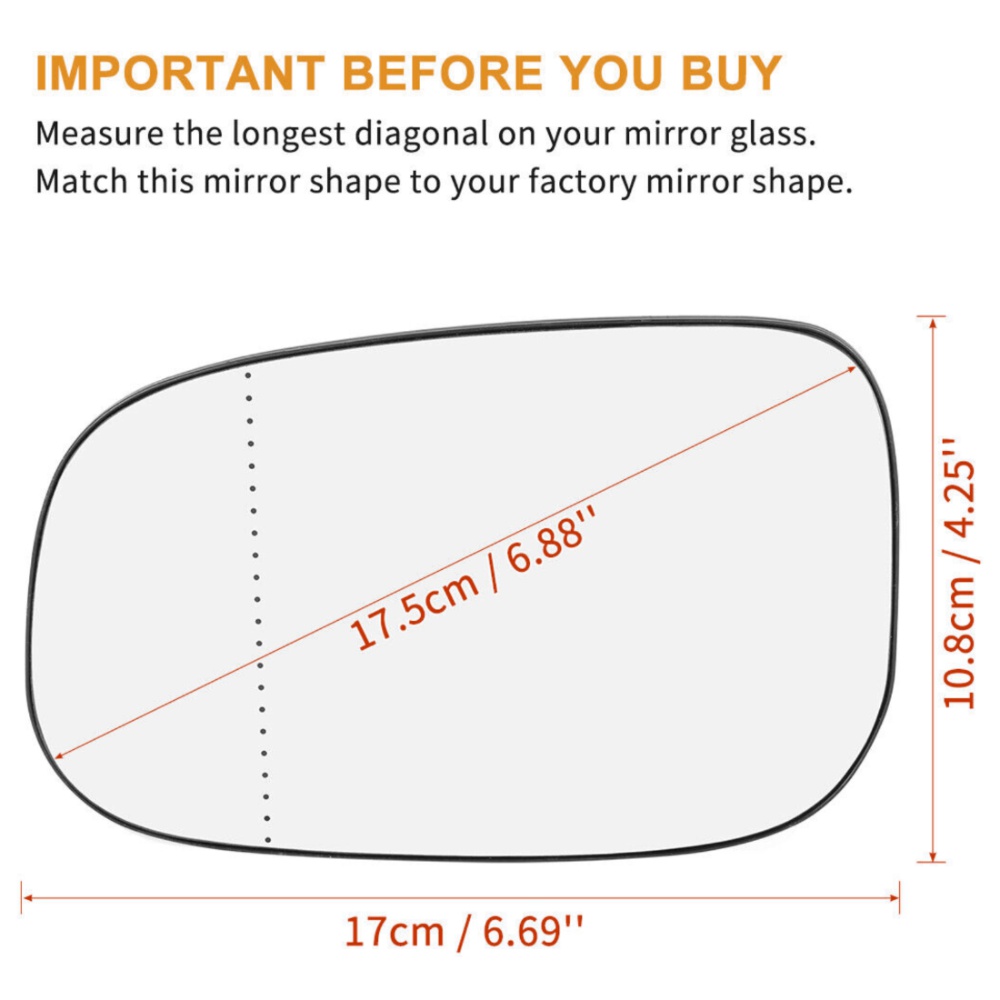 Mirror Glass Left Driver Side With Backing For Volvo C30 C70 S40 S60 V50 V70