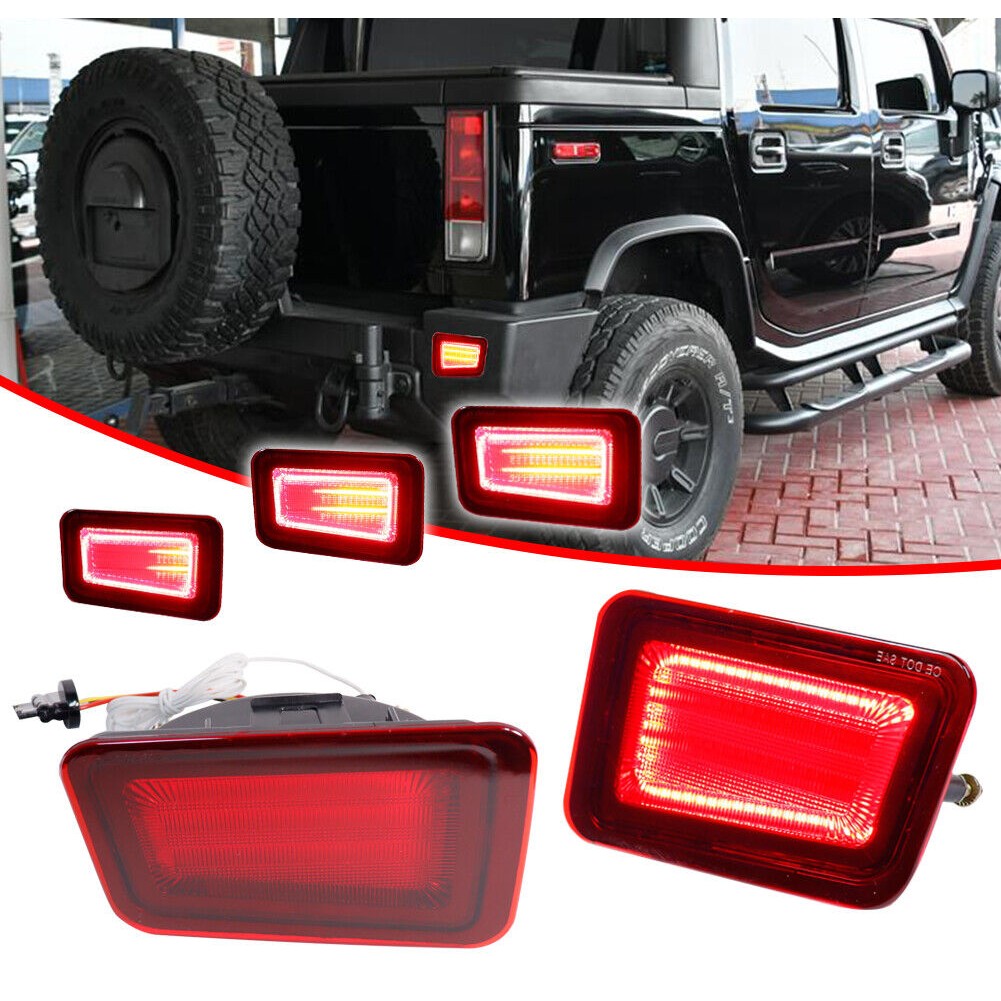 2PCS Red LED Rear Bumper Reflector Tail Brake Signal Lights