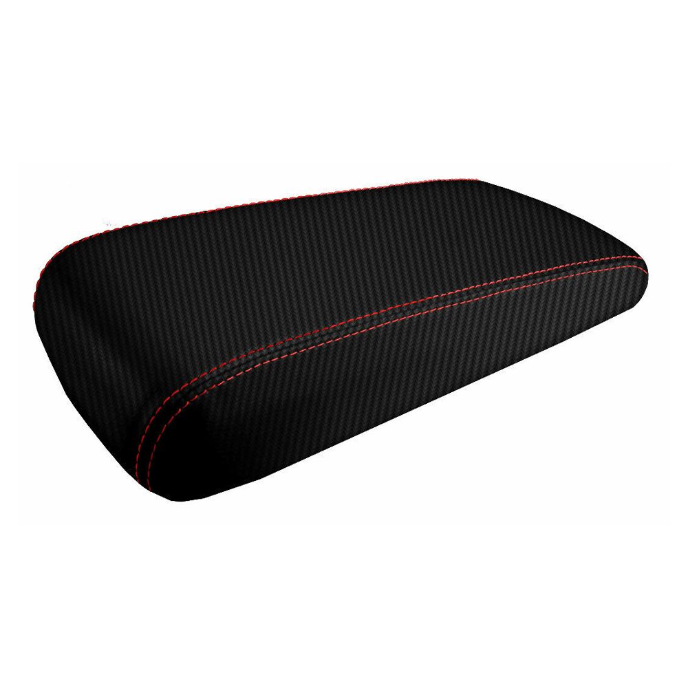 Console Lid Armrest Cover Carbon Fiber For Dodge Charger 2008-2010 Red Stitch