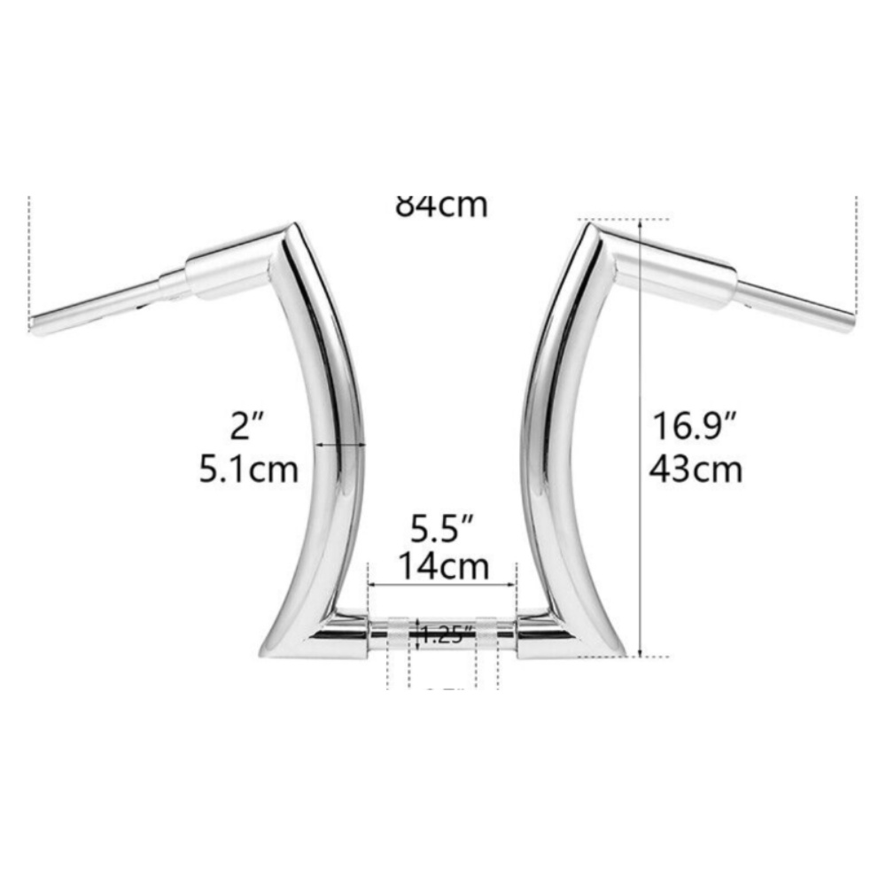 16" Rise 2" Ape Hanger Handlebar For 1965-2022 Harley-Davidson Road