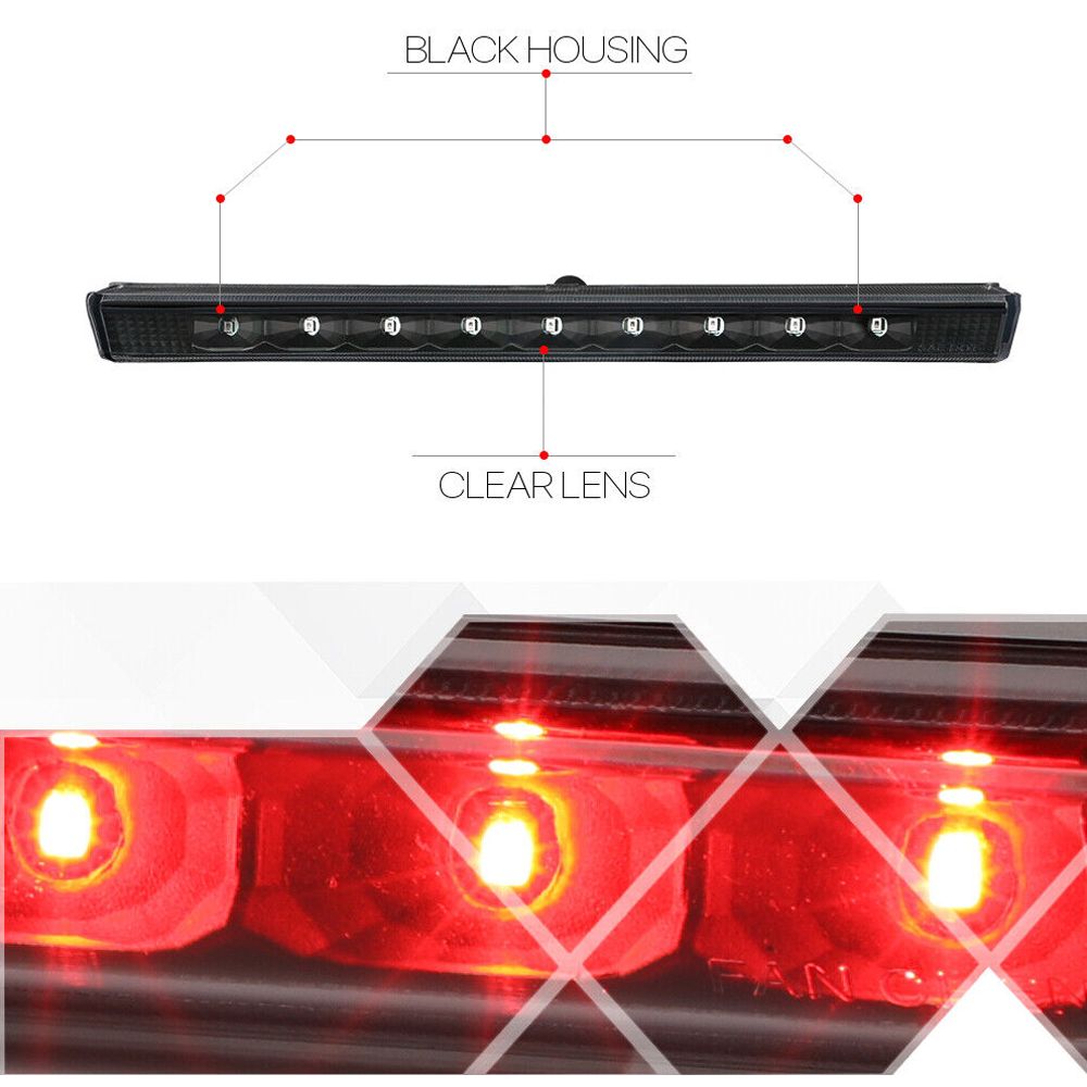 Fits 2010-2019 Lexus GX460/RAV4[Black/Clear]LED Third 3rd Brake Light Tail Lamp