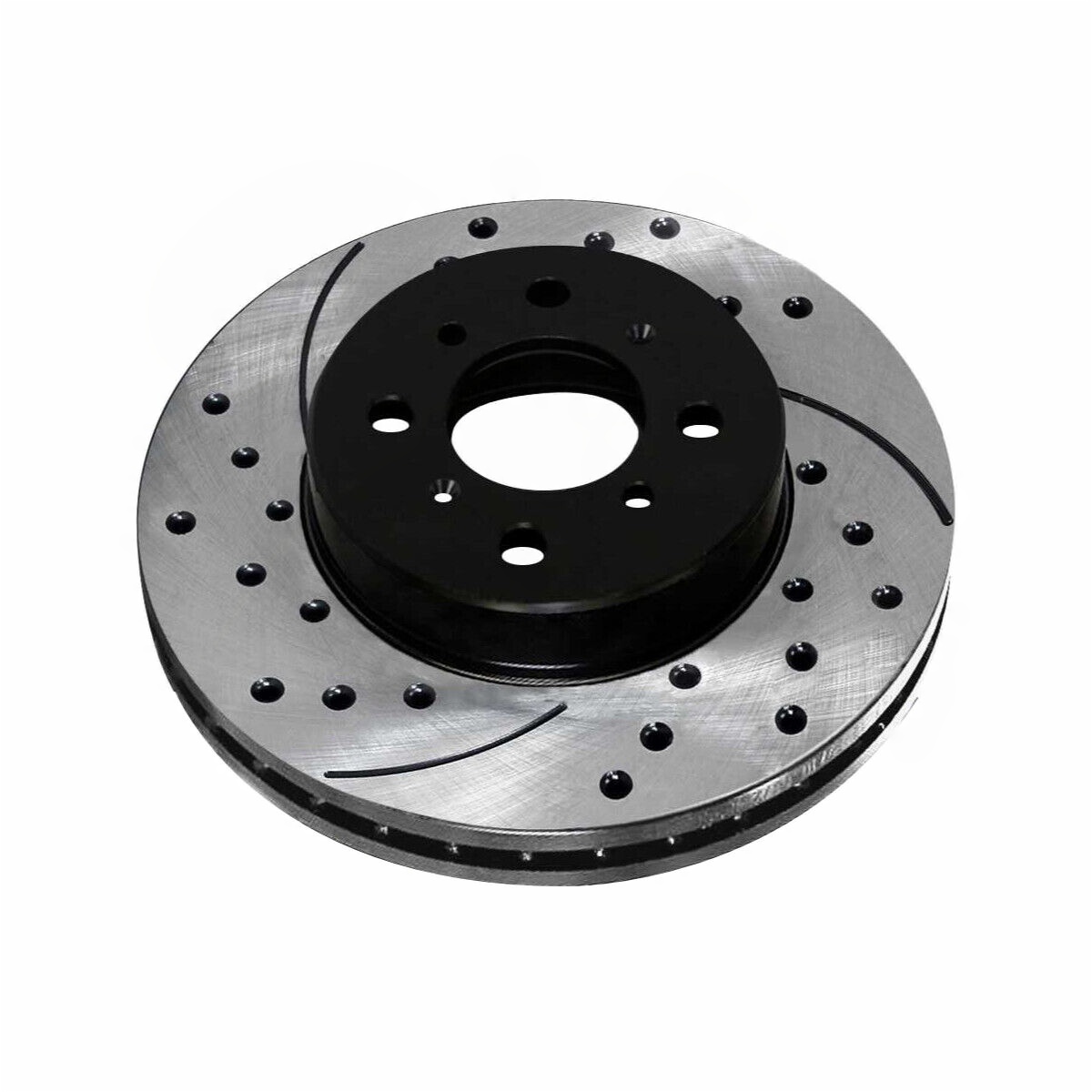 8 PCS - Front & Rear Drilled Slotted Brake Rotors Black Set For Acura Honda 1.8L