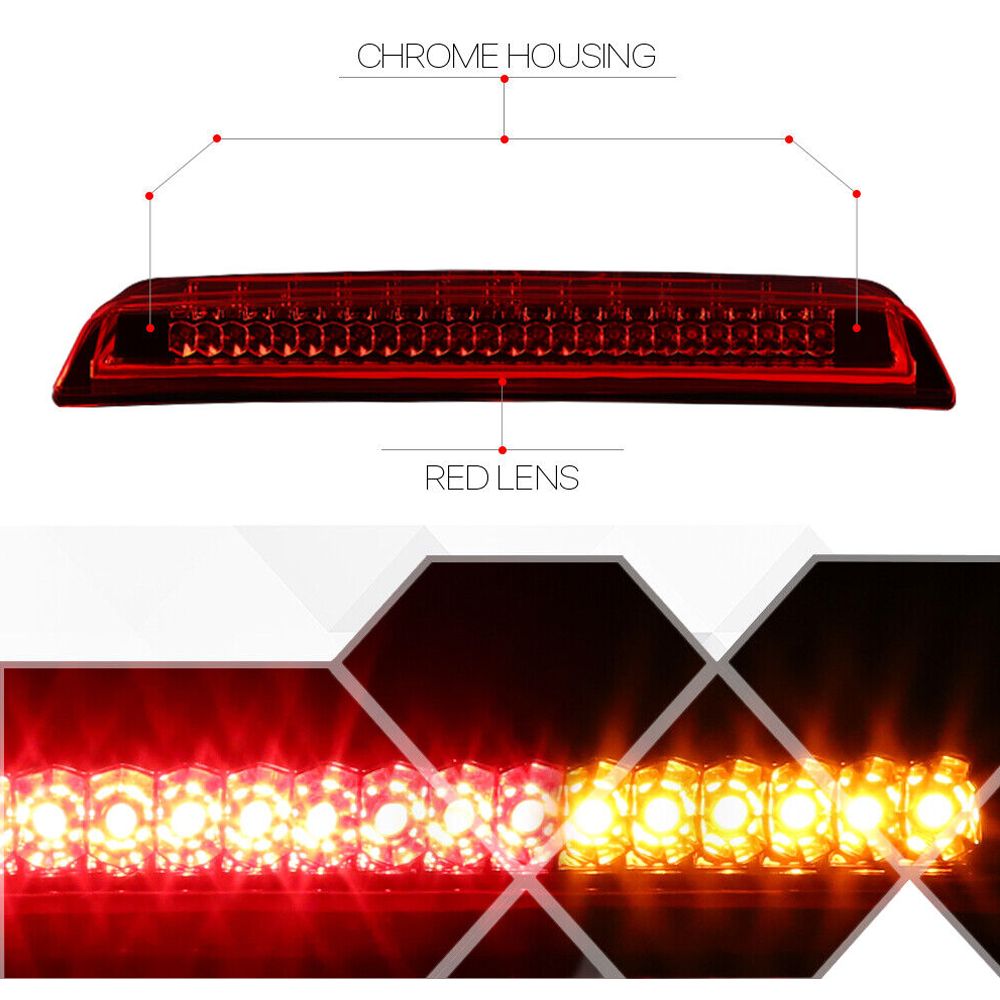 For 09-16 Nissan Frontier PRO-4X Chrome/Red] Led Third 3rd Brake Light+ Lamp