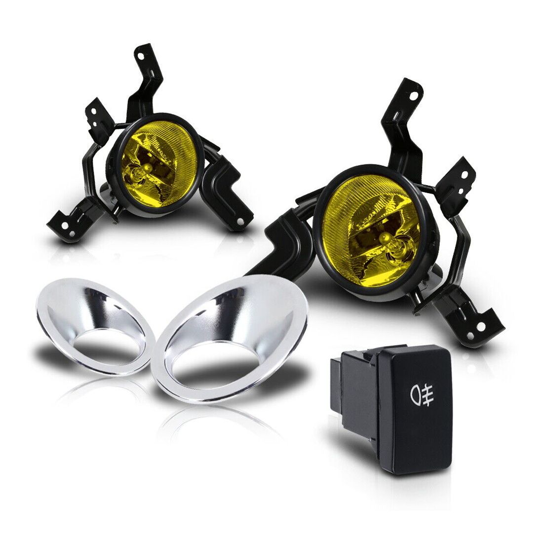 For 07-09 Honda CR-V EX-L Yellow] Bumper Fog Light Lamp W/Switch+Harness+Bezel