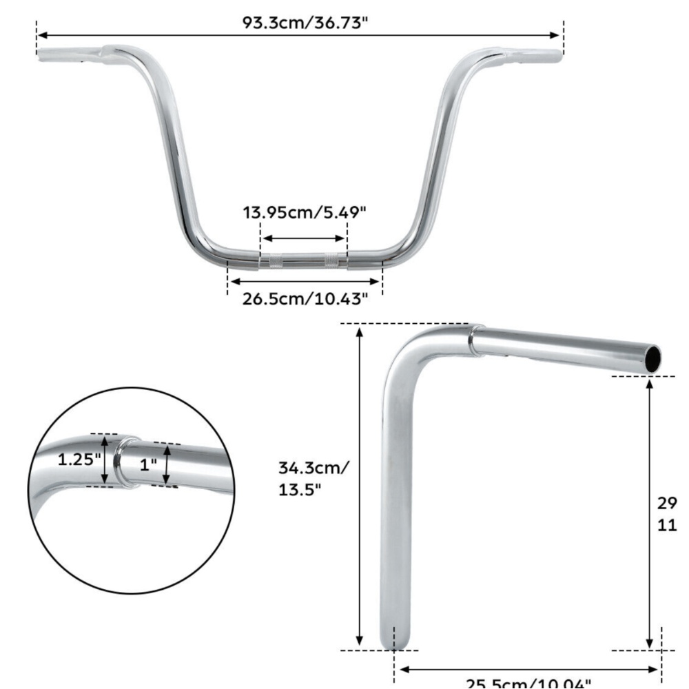 Ape Hangers Bar 1 1/4'' Fat 14"Rise Handlebar Fit For Harley FLST FXST