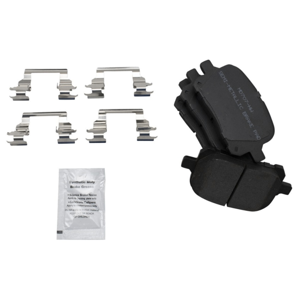 Front Metallic Brake Pad & Performance Drilled Slotted Coated Rotors