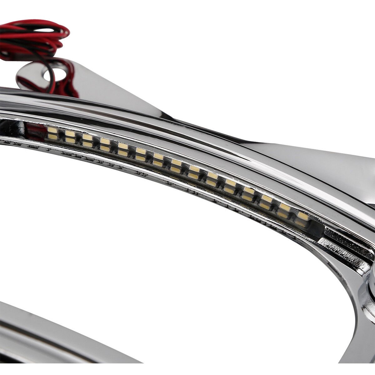 Chrome Curved Laydown License Plate Mount Frame W/Light For Harley-Davidson