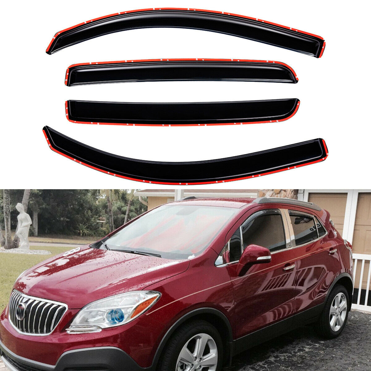 2 Sets Of - In Channel Style Sun Rain Window Visors Visor For 194446