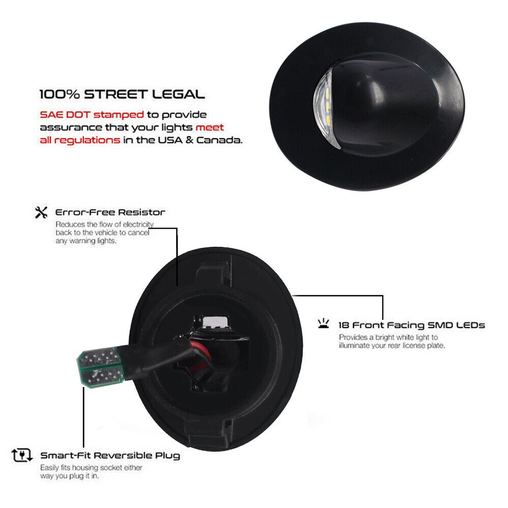Pair LED License Plate Lights Lamps With 12 LEDs