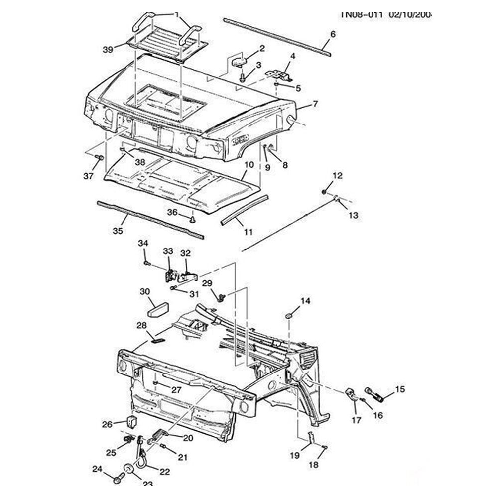 For H2 Hummer Hummer H2 Hood Weatherstrip Rear Surround