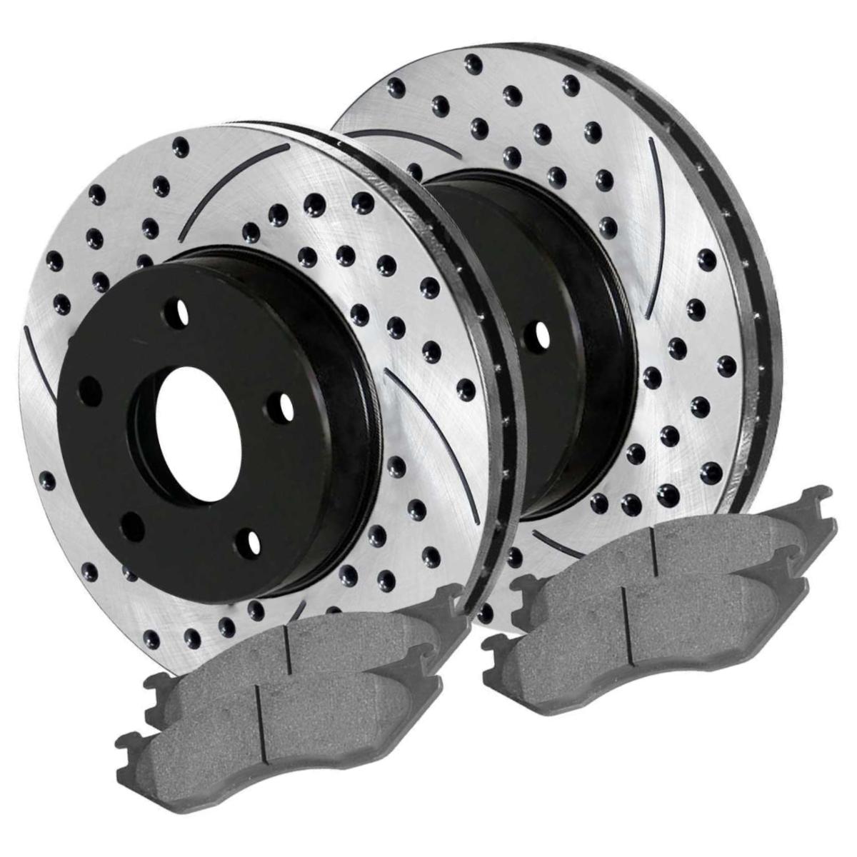 For 2005-2017 2018 Dodge Ram 1500 Rear Drilled Slotted Rotors And Ceramic Pads