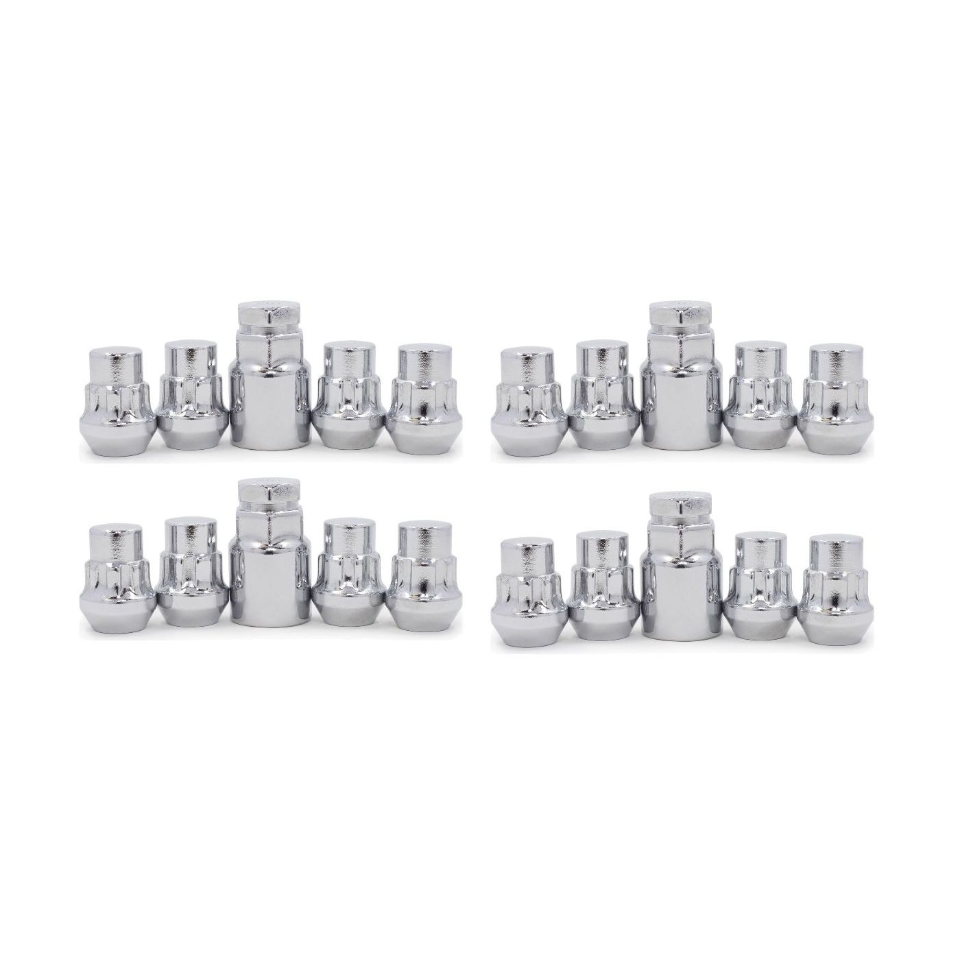 4 Sets Of - Lug Wheel Lock Nuts 1/2" Chrome Bulge Acorn Locking Nut 1/2-20