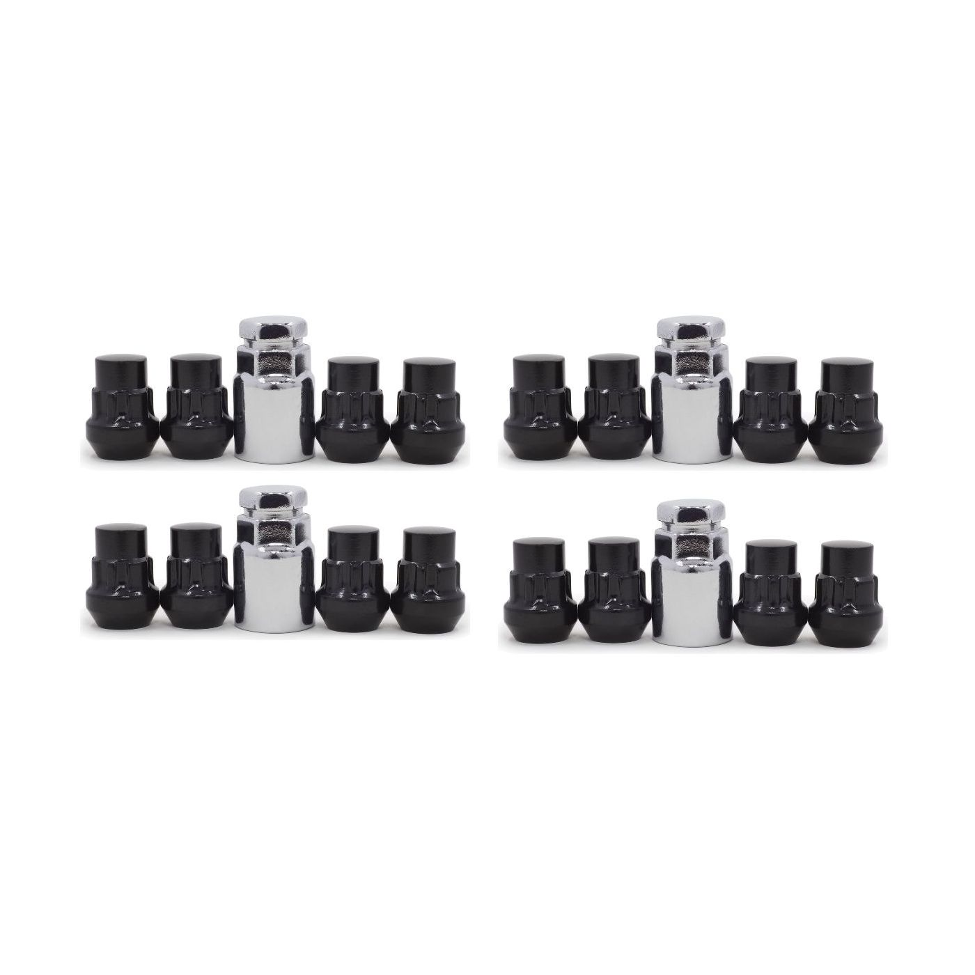 4 Sets Of - For Chevrolet GMC Locking Lug Nuts 7/16-20 Black Bulge Acorn Wheel Lock