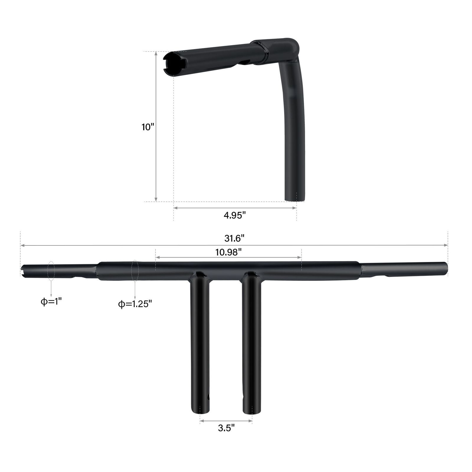 For 65-95 Harley-Davidson Electra Glide 10" Rise T-Bars Handlebar Low Rider